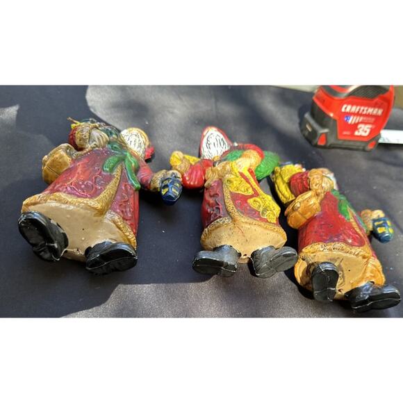 3 Vtg Old World Santa Hard Plastic Blow Mold 7” Christmas Ornaments -S72 -1 - Picture 11 of 11